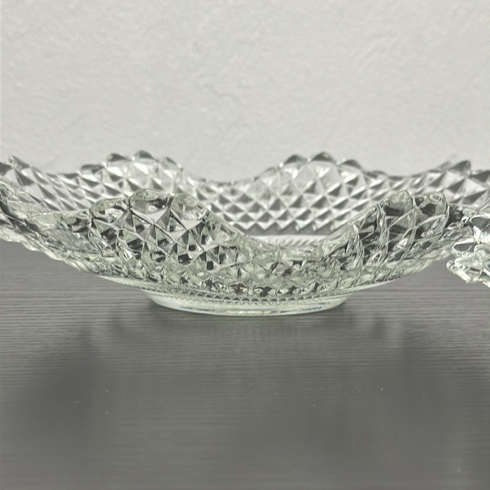 🌹 Federal Glass Traditions 2 Diamond Design Lettuce Edge Bon Bon Vintage Dishes - Picture 8 of 12